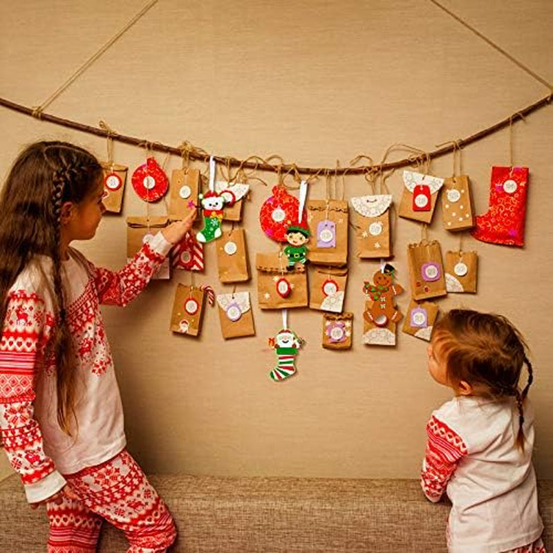 36 Set Christmas Craft Kit for Kids Christmas Tree Ornaments DIY Snowman Santa Gingerbread Elves Christmas Crafts Hanging Ornament with Hanging Rope for Home Fun Activities,4 Styles