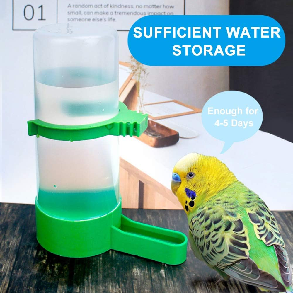 Bird Feeder, Bird Water Dispenser for Cage,  2PCS Automatic Bird Water Feeder with 1PCS Food Feeder for Cage Pet Parrot Budgie Lovebirds Cockatiel Automatic Bird Feeder (2Pcs 60Ml + 1Pcs 150Ml)