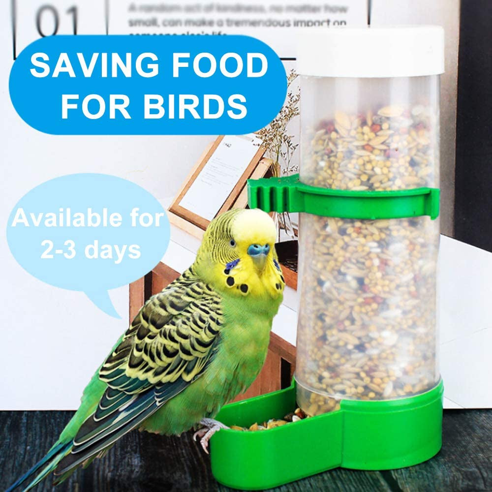 Bird Feeder, Bird Water Dispenser for Cage,  2PCS Automatic Bird Water Feeder with 1PCS Food Feeder for Cage Pet Parrot Budgie Lovebirds Cockatiel Automatic Bird Feeder (2Pcs 60Ml + 1Pcs 150Ml)