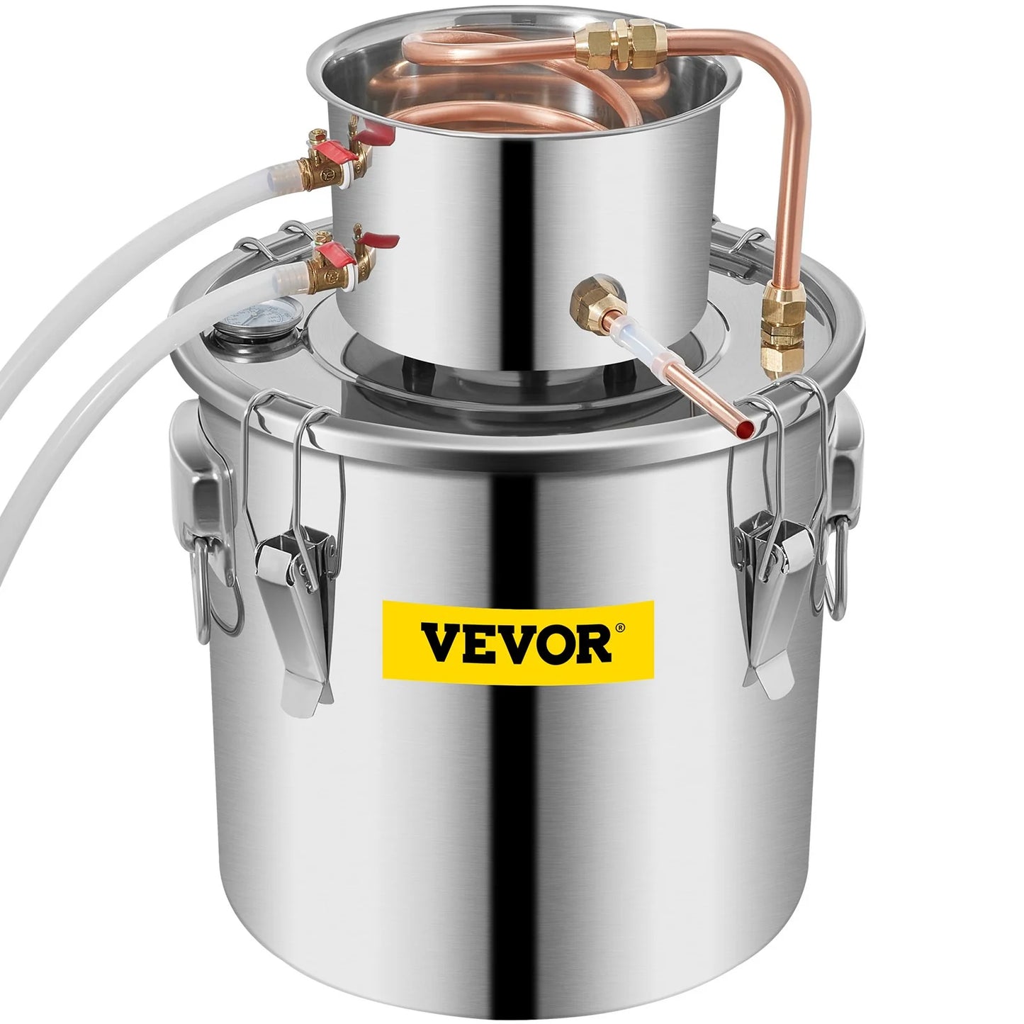 VEVOR Alcohol Still 8Gal 30L Stainless Steel Water Alcohol Distiller Copper Tube Home Brewing Kit Build-In Thermometer for DIY Whisky Wine Brandy