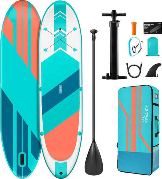 Inflatable Paddle Board 6'' Thick around Stand up Paddle Board with Portable Isup Accessories & Waterproof Bag, Portable Hand Pump for Racing Touring Fishing, Safety Leash, Main Fin