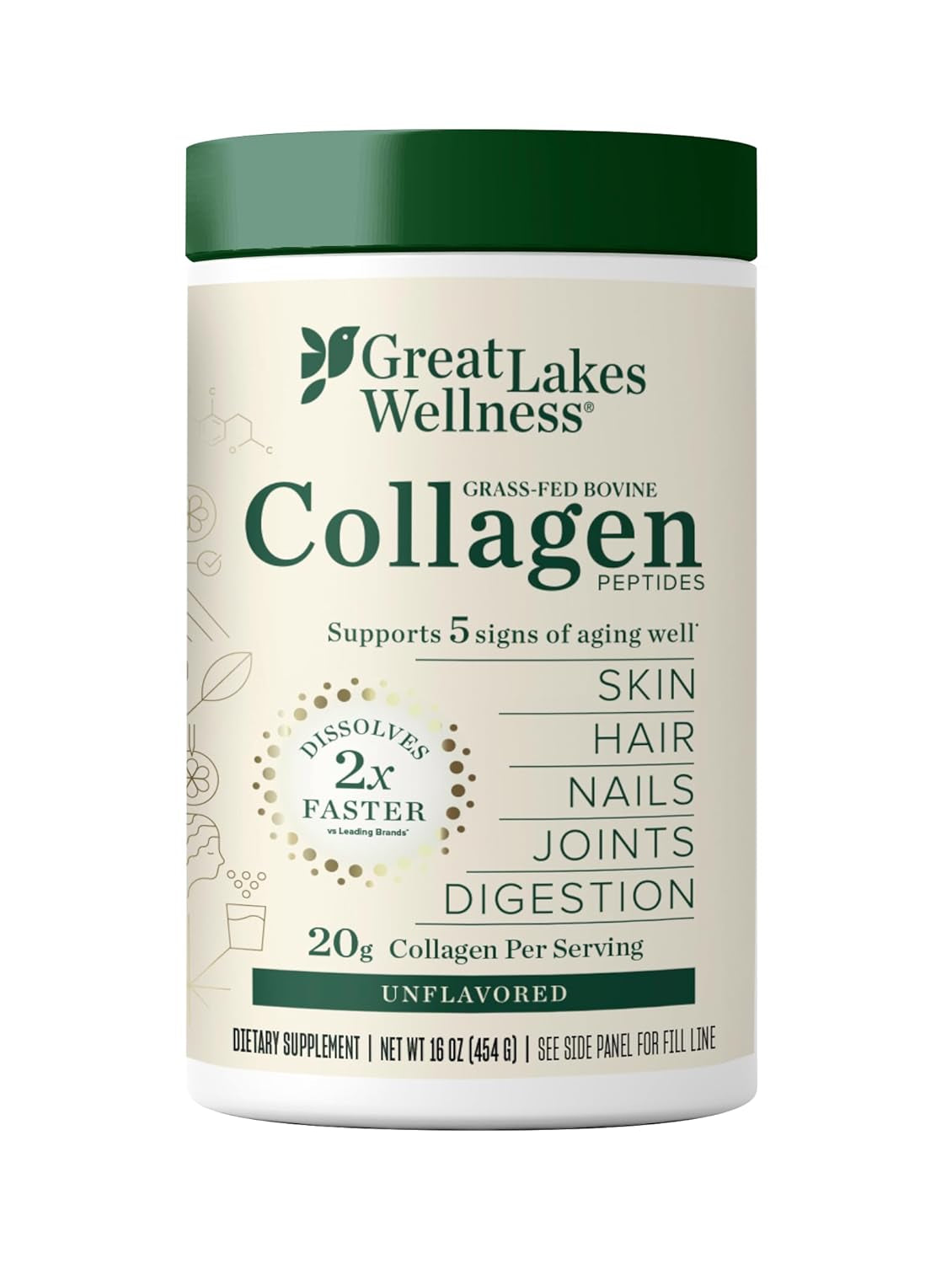 Collagen Peptides Powder for Skin, Hair, Nails, Joints & Digestion - Unflavored - Quick Dissolve Hydrolyzed, Non-Gmo, Keto, Kosher - 16Oz - Packaging May Vary