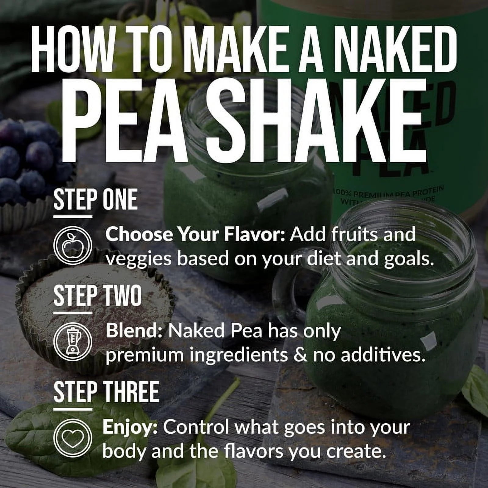 Naked Pea - Chocolate Peanut Butter Pea Protein, Only Six Ingredients, Gluten Free Vegan Protein, 5LB