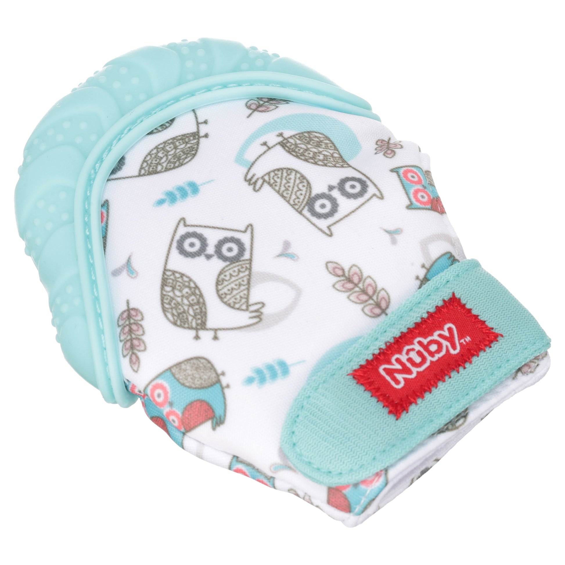 Aqua Owl Teething Mitten with Travel Bag