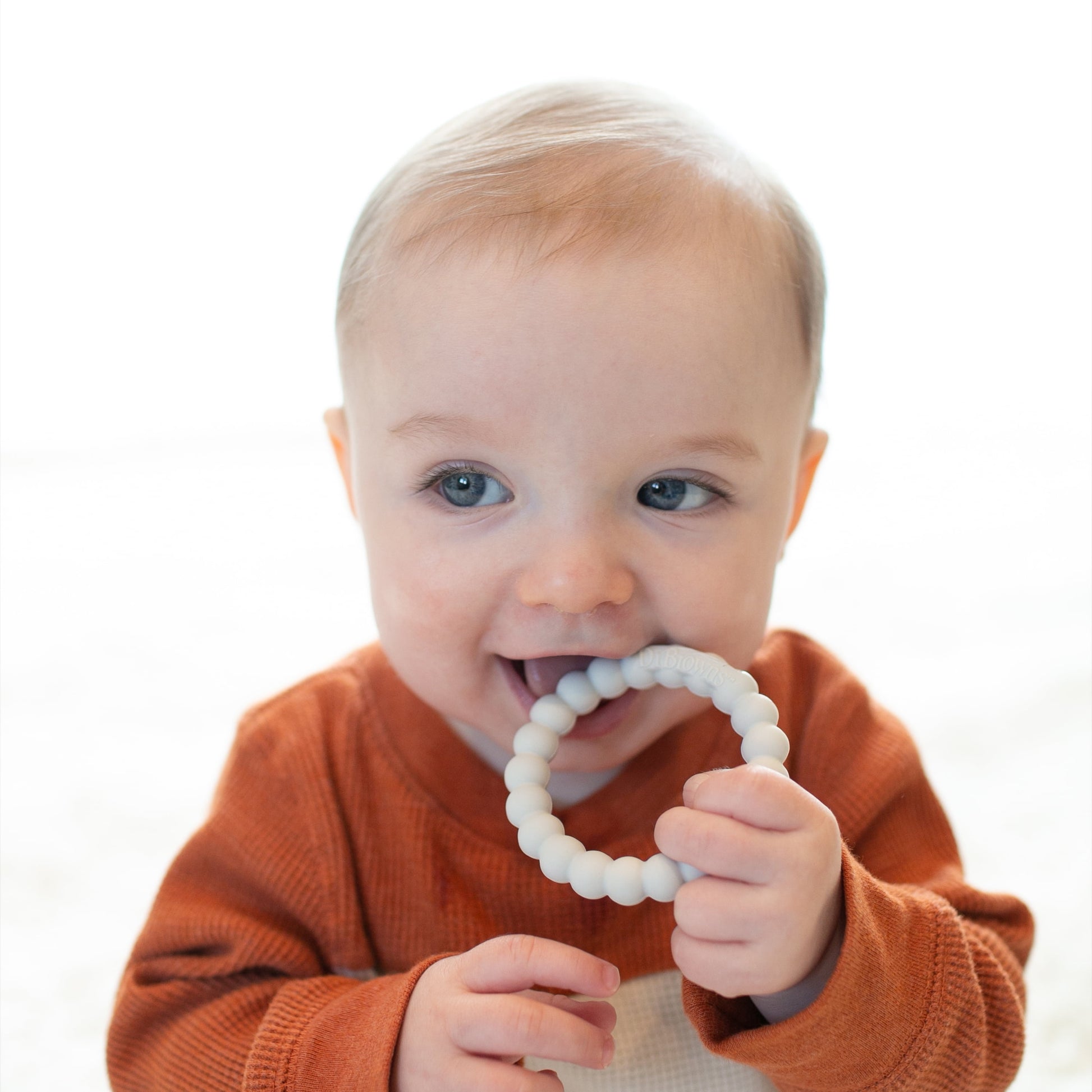 Flexees Beaded Teether Rings, 100% Silicone, Gray/Pink/White, BPA Free, 3M+, 3 Pack