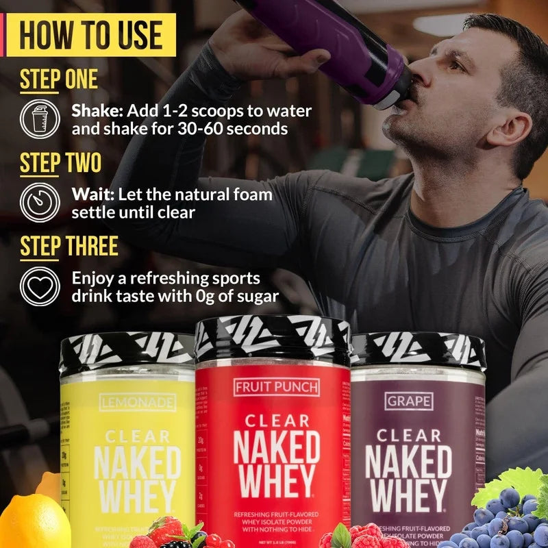 Clear Naked Whey Protein Isolate, Lemonade Protein Powder Isolate, No Gmos or Artificial Sweeteners, Gluten-Free, Soy-Free - 28 Servings