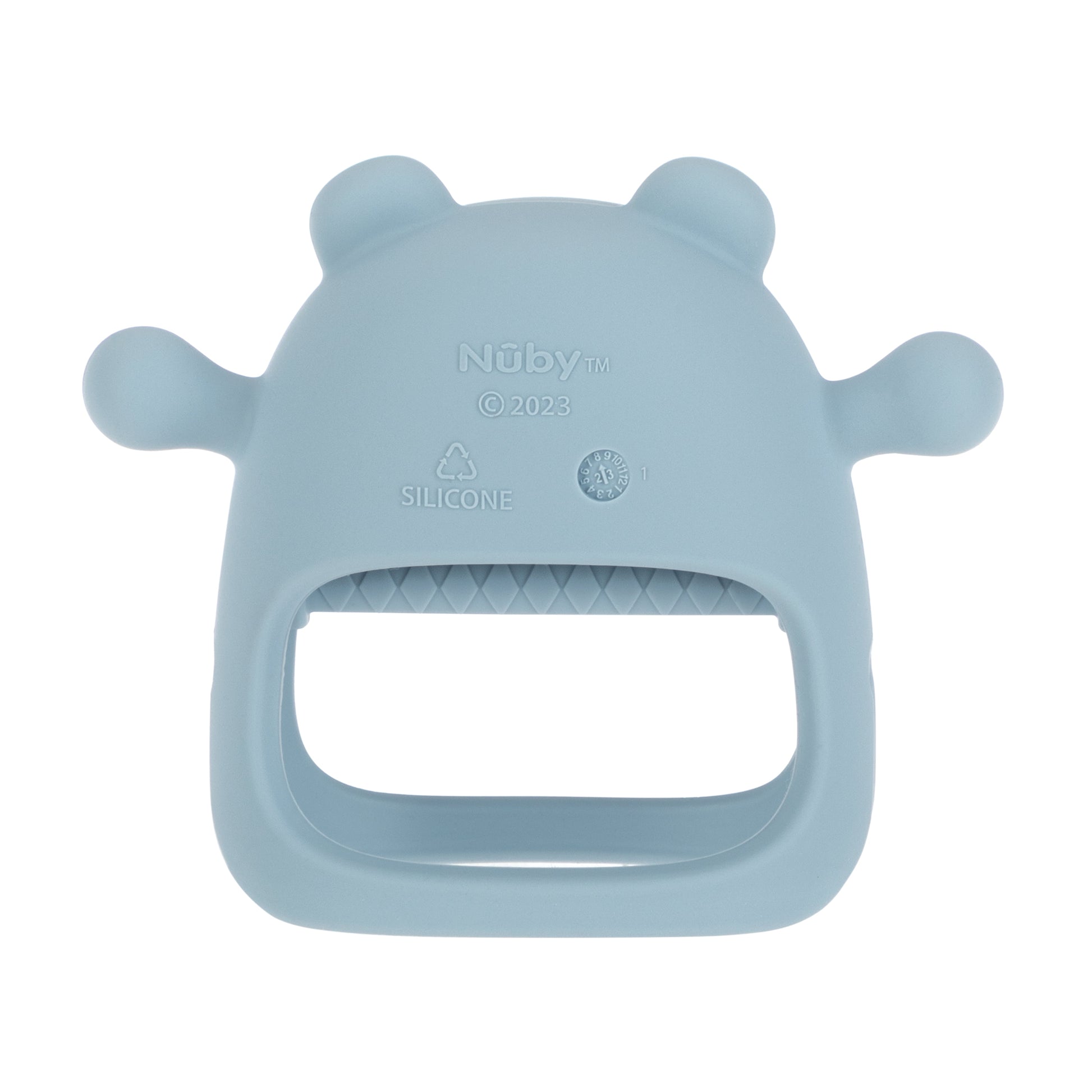 Wrist Grip Silicone Teething Mitten for Babies, Blue Bear