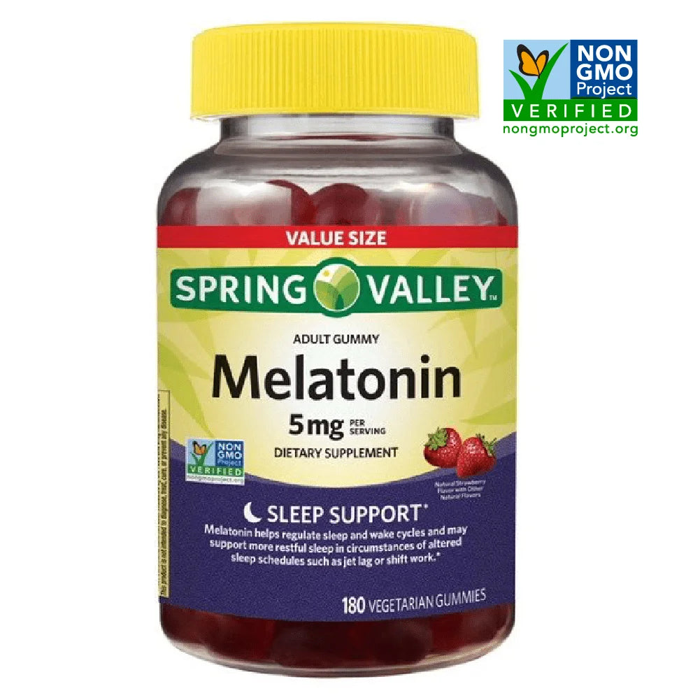 Non GMO Melatonin Dietary Supplement Gummies, Strawberry, 5 Mg, 180 Count