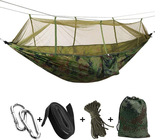 Camping Hammock with Net Netting, Single & Double Tree Hammock Net, Lightweight Nylon Portable Hammock for Backpacking, Camping, Travel, Beach, Yard Multi Color