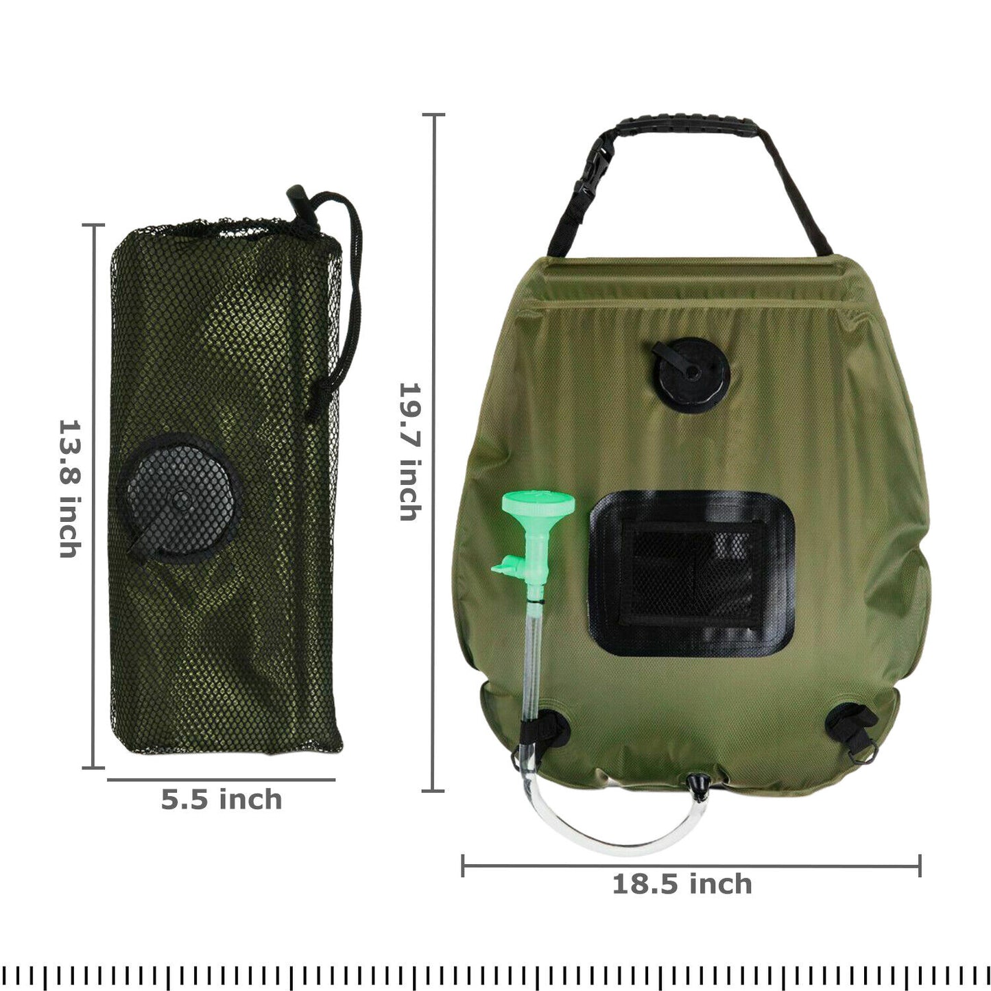 20L Water Bags Outdoor Camping Solar Heat Shower Bag Portable Compact Heated