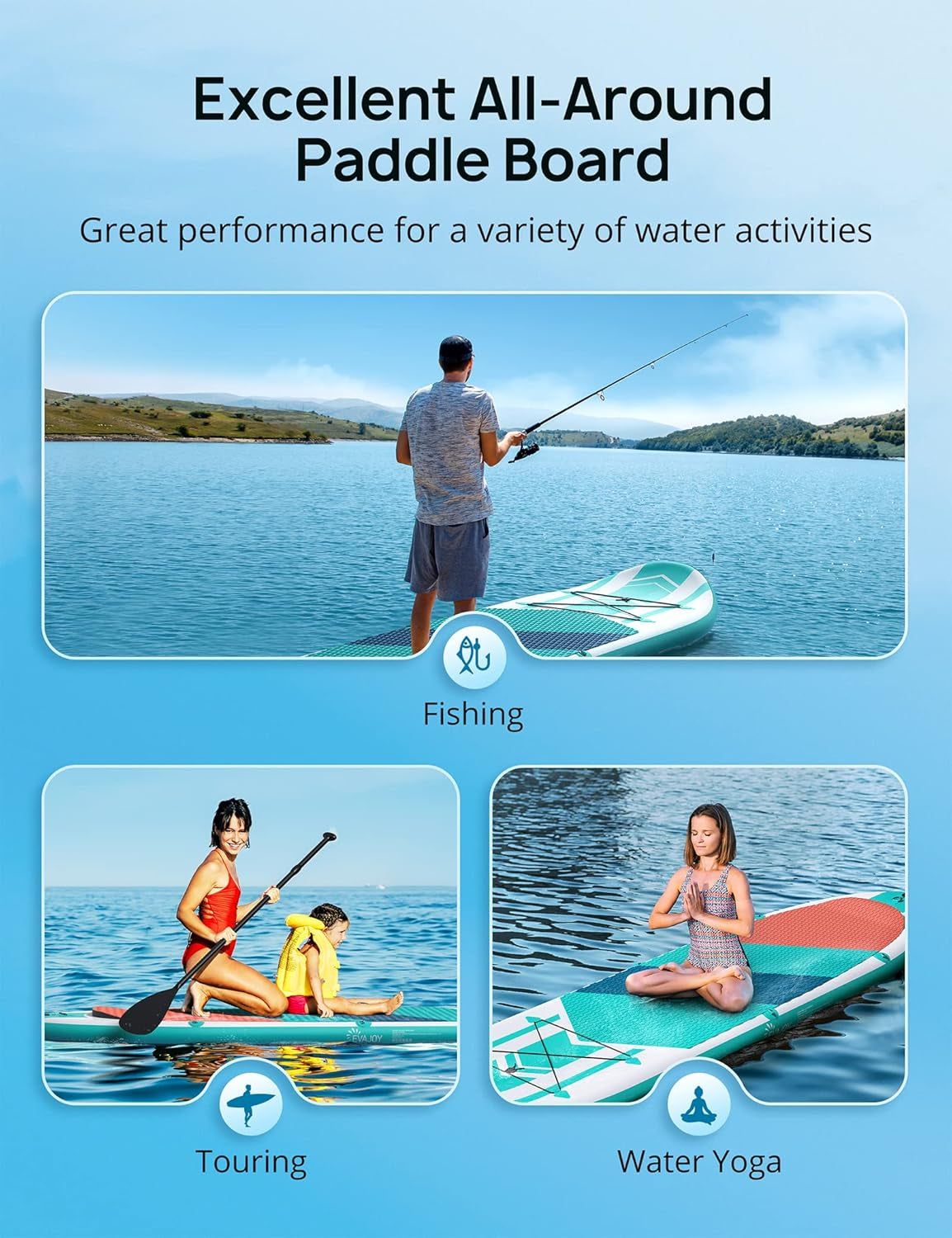 Inflatable Paddle Board 6'' Thick around Stand up Paddle Board with Portable Isup Accessories & Waterproof Bag, Portable Hand Pump for Racing Touring Fishing, Safety Leash, Main Fin