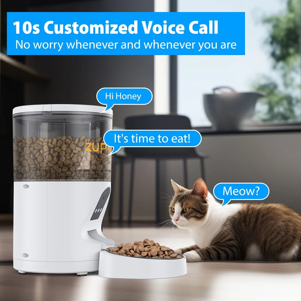 6L Automatic Cat Feeder with Camera, 1080P HD Video with Night Vision, Timed Cat Food Dispenser with APP Remote Control for Cat & Dog