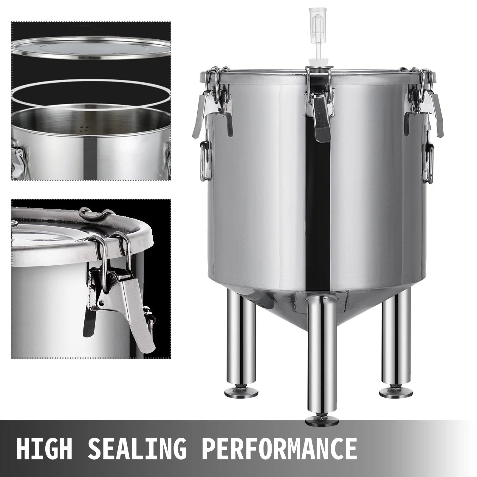 VEVOR 14 Gallon Stainless Steel Brew Fermenter Home Brewing Brew Bucket Fermenter with Conical Base Brewing Equipment