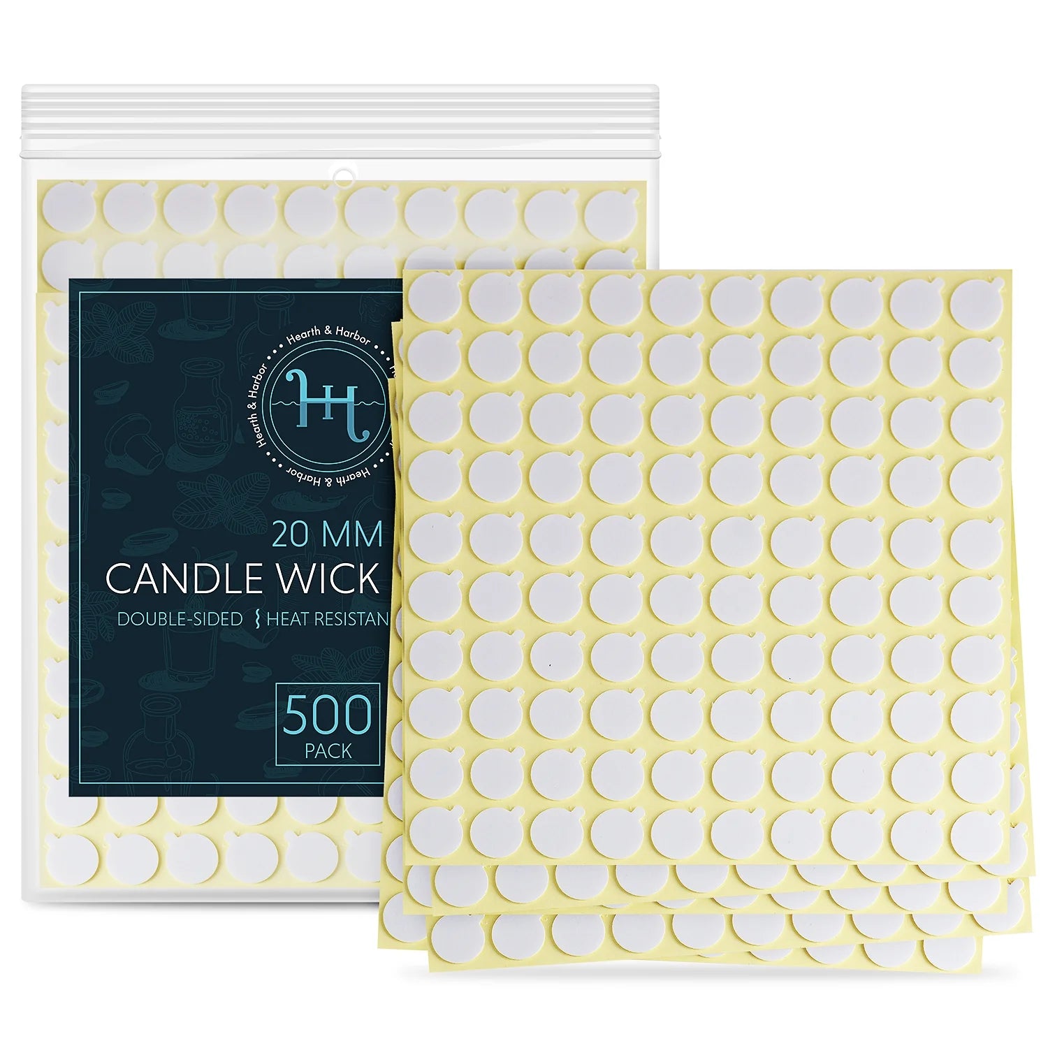 DIY Candle Making Kit, Pack of 500 Candle Wick Stickers 20Mm Round