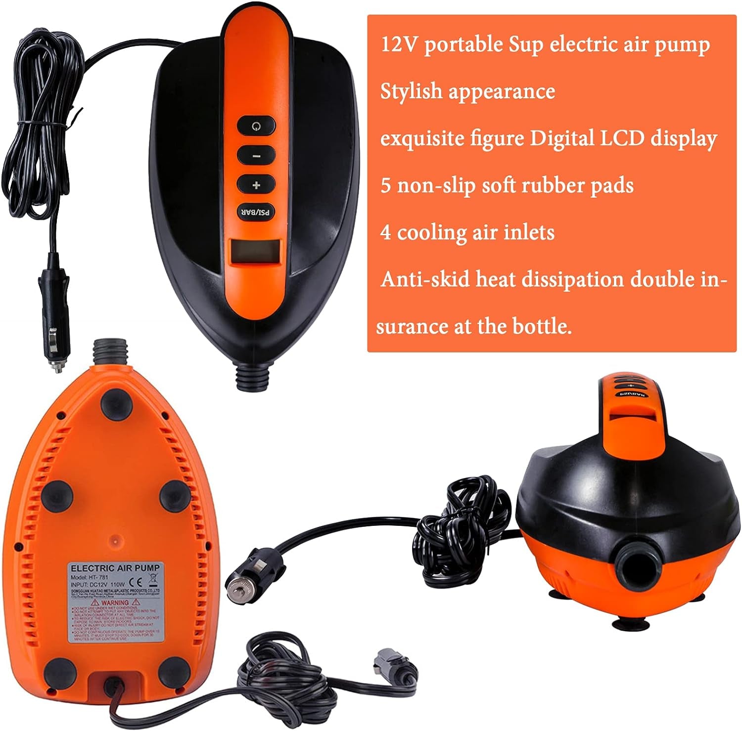 Paddle Board Pump Electric Portable - Stand up Paddle Board Pump for Sup Air Pump,Sup Pump with Auto-Off Feature, and 12V DC Car Connector for Inflatables, Paddleboard,Pool Toys,Kayaks and Boats