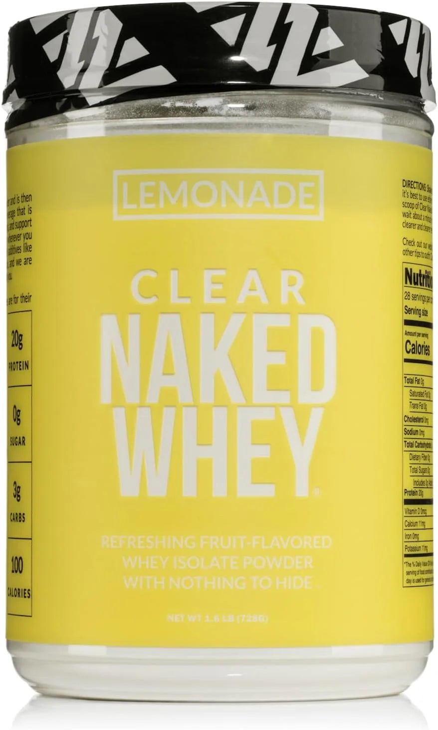 Clear Naked Whey Protein Isolate, Lemonade Protein Powder Isolate, No Gmos or Artificial Sweeteners, Gluten-Free, Soy-Free - 28 Servings