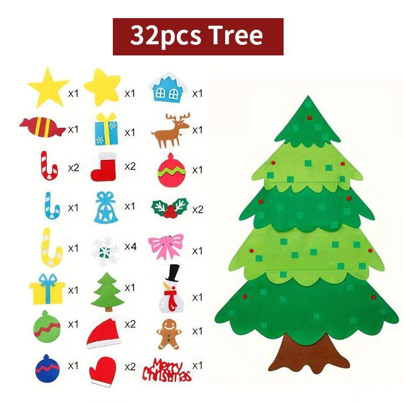 Felt Christmas Tree with Detachable Ornaments, 1 Set Hanging Xmas Tree Kit, DIY Handicrafts Festival Wall Decoration without Battery, Thanksgiving, Chrismats Gift Set