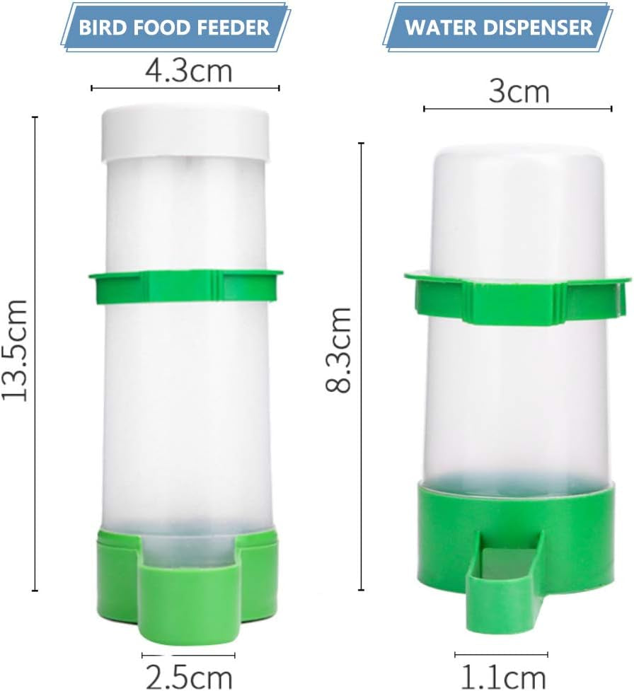 Bird Feeder, Bird Water Dispenser for Cage,  2PCS Automatic Bird Water Feeder with 1PCS Food Feeder for Cage Pet Parrot Budgie Lovebirds Cockatiel Automatic Bird Feeder (2Pcs 60Ml + 1Pcs 150Ml)