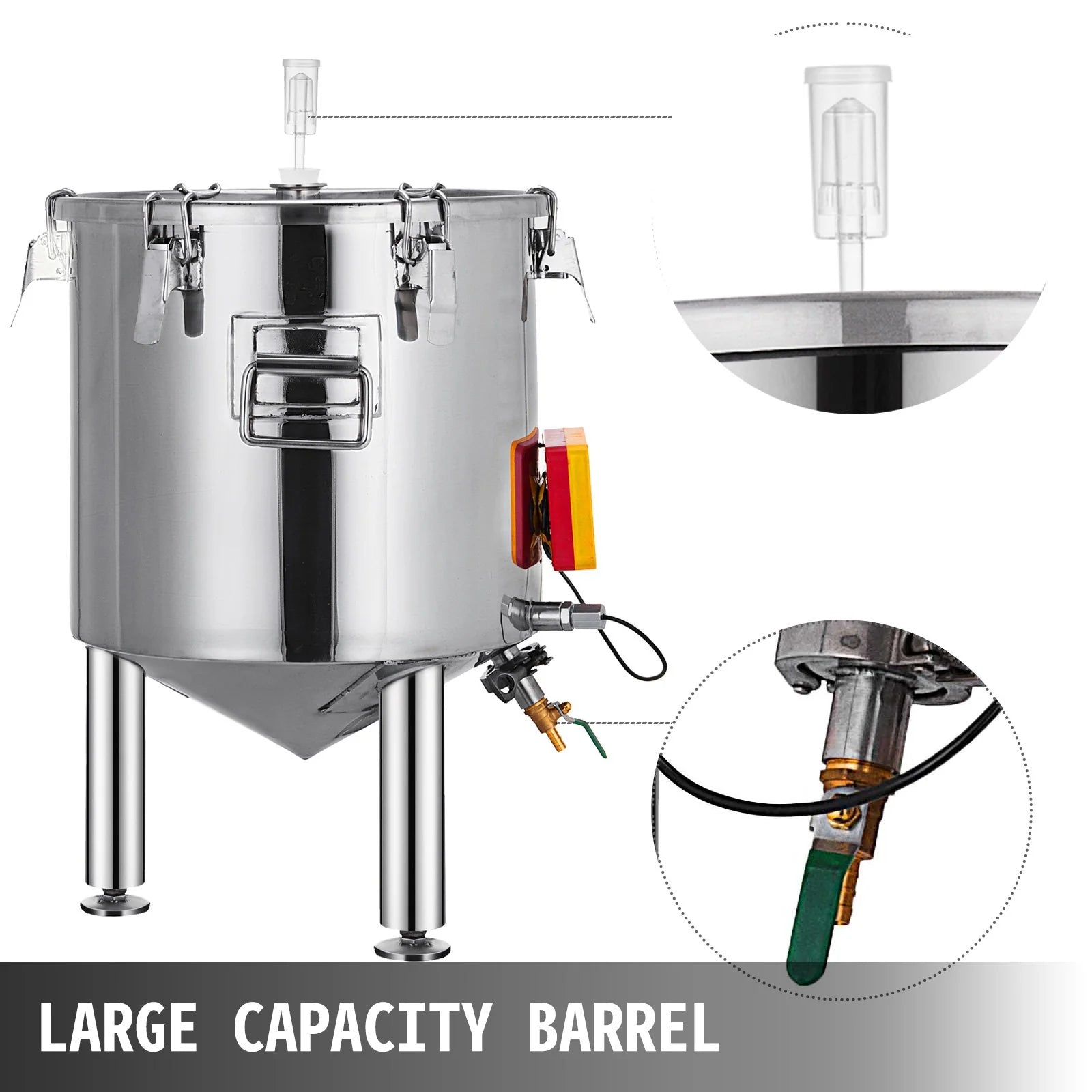 VEVOR 14 Gallon Stainless Steel Brew Fermenter Home Brewing Brew Bucket Fermenter with Conical Base Brewing Equipment