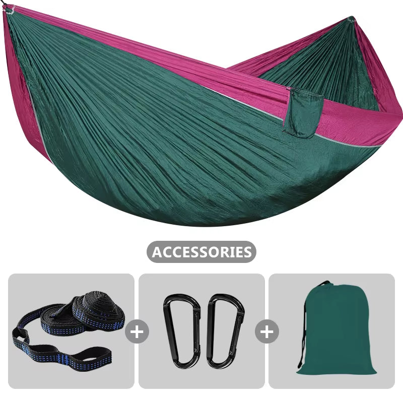 300X175Cm Large Camping Double Hammocks Outdoor Portable Parachute Hammock for Beach Travel Patio Hiking Backpacking Adventure