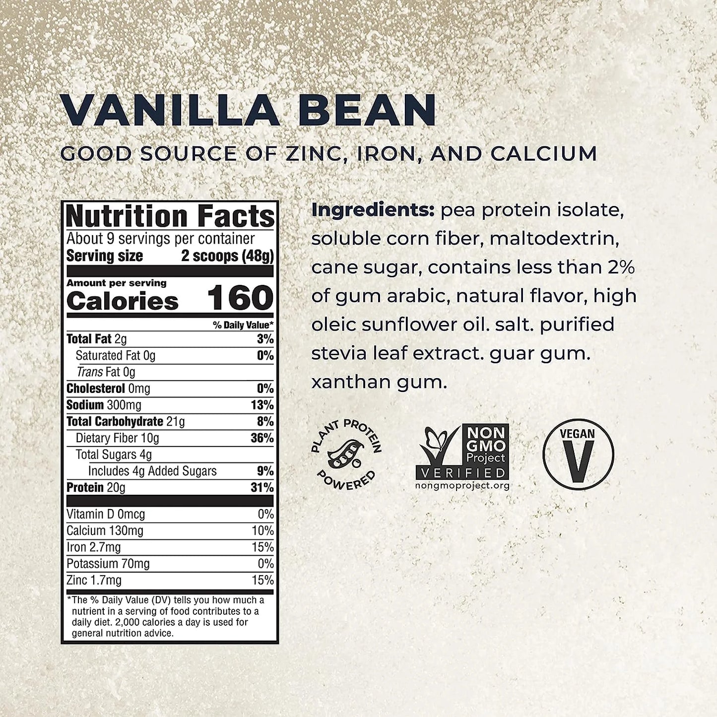 Plant Based Protein Powder, Ideal Vanilla, 20G Protein, 1 Pound