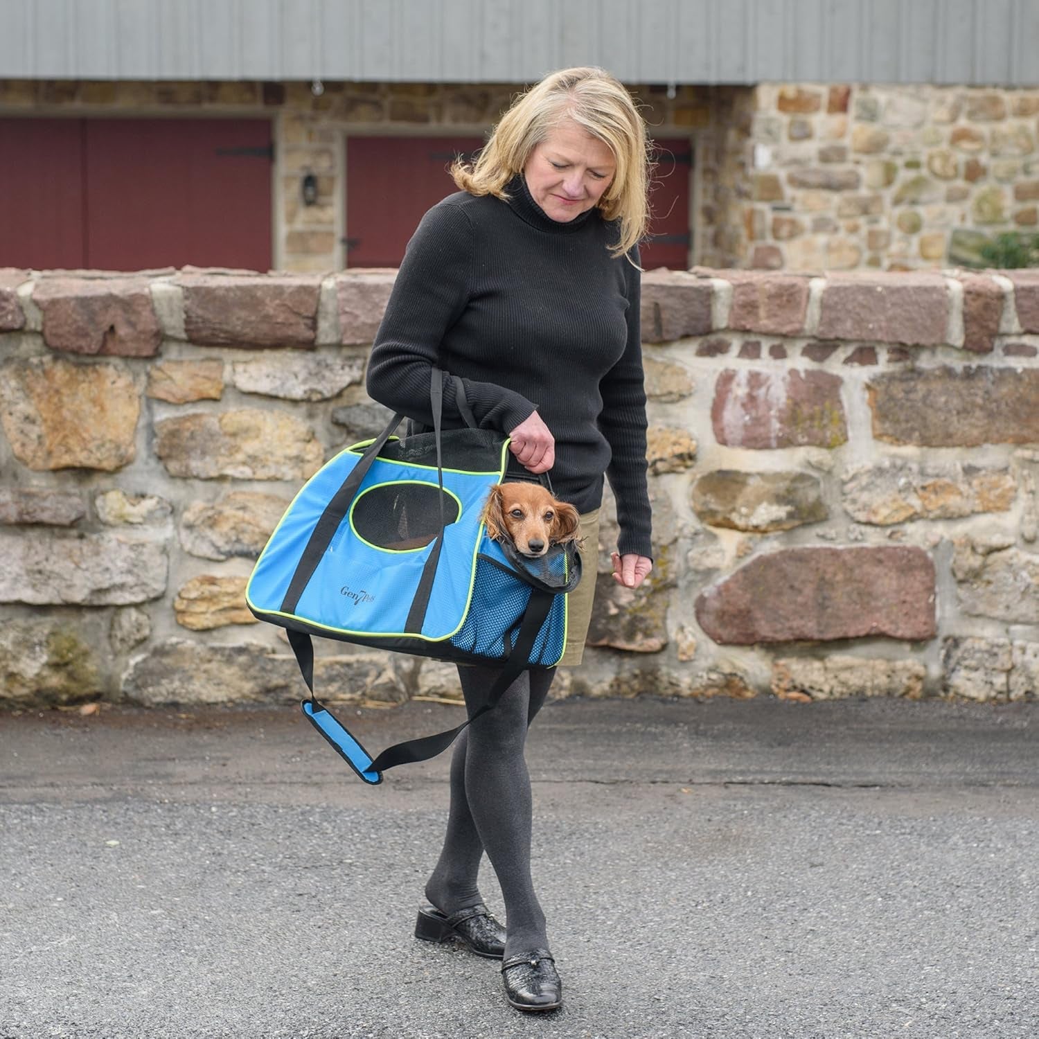 Carry Me Pet Carrier for Dogs and Cats – Easy Portability, Water Bottle Pouch, Zippered Pocket and Fits under Most Airline Seats, Trailblazer Blue