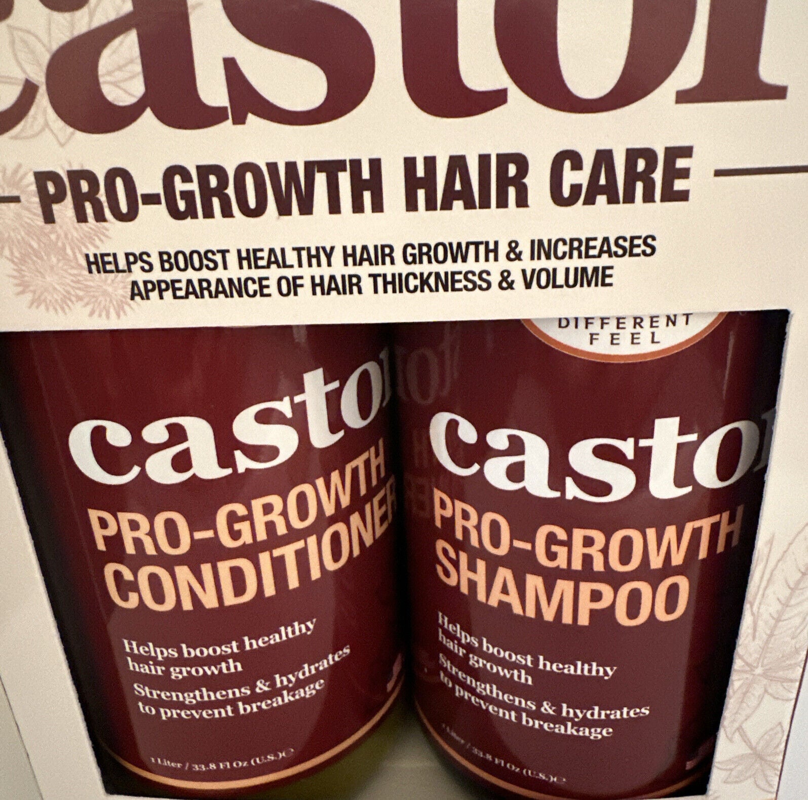 Difeel Pro-Growth W/ Castor Oil 2-PC Hair Care Set- Shampoo & Conditioner 33.8Oz