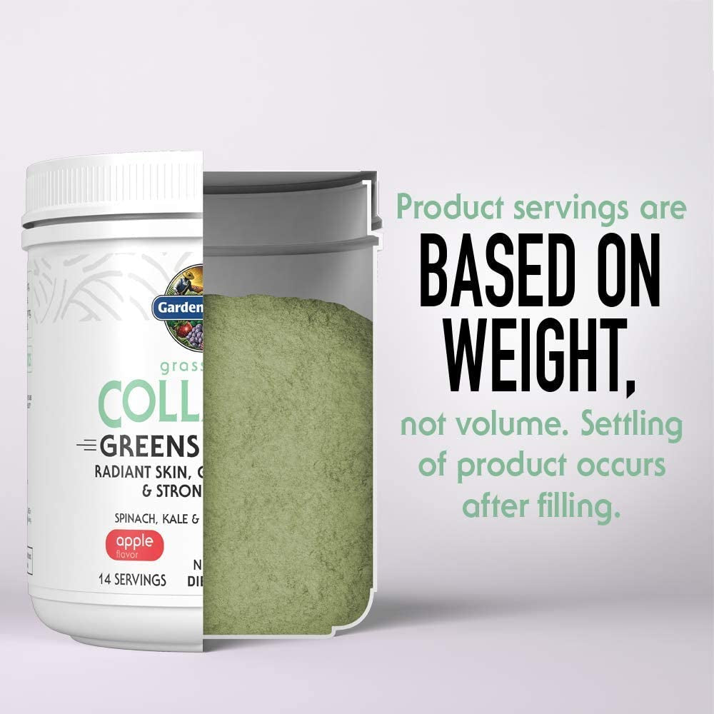 Grass Fed Collagen Greens Beauty Powder - Apple, 14 Servings, Collagen Powder for Women Skin Hair Nails Joints, Collagen Peptides Powder, Collagen Protein + Greens, Collagen Supplement