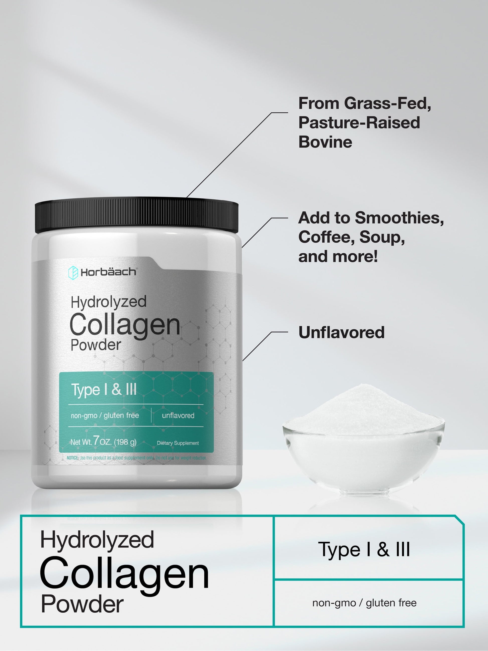 Multi Collagen Powder 7 Oz | Type 1 and 3 | by