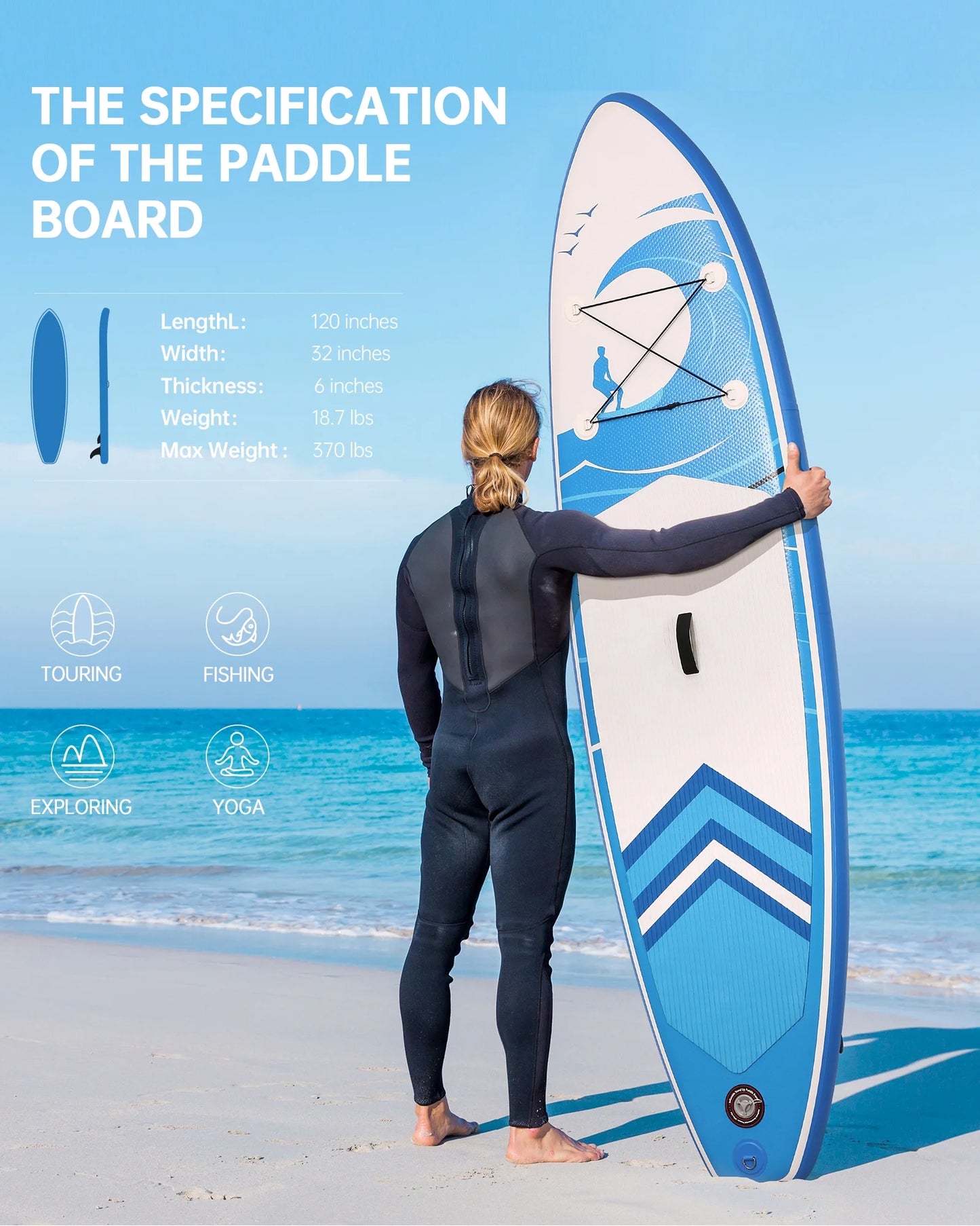 Inflatable Paddle Board Stand up Paddle Board 6 in Thick with Sup Accessories & Carry Bag & Fast Pumping for Adults & Youth