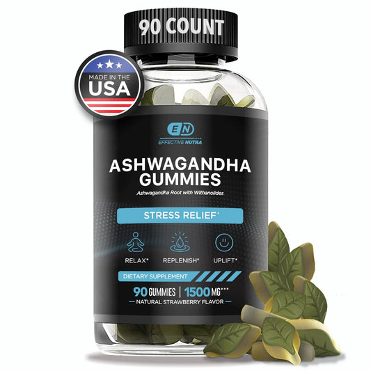 Ashwagandha Gummies 1500Mg - Relax, Replenish, Uplift - Stress Relief, Sleep Aid, Calm Mood, Energy & Immunity - Ashwagandha Gummies for Women & Men - Natural Strawberry Flavor 90 Ct