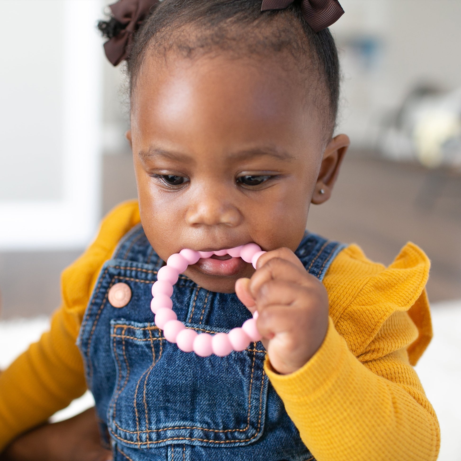 Flexees Beaded Teether Rings, 100% Silicone, Gray/Pink/White, BPA Free, 3M+, 3 Pack