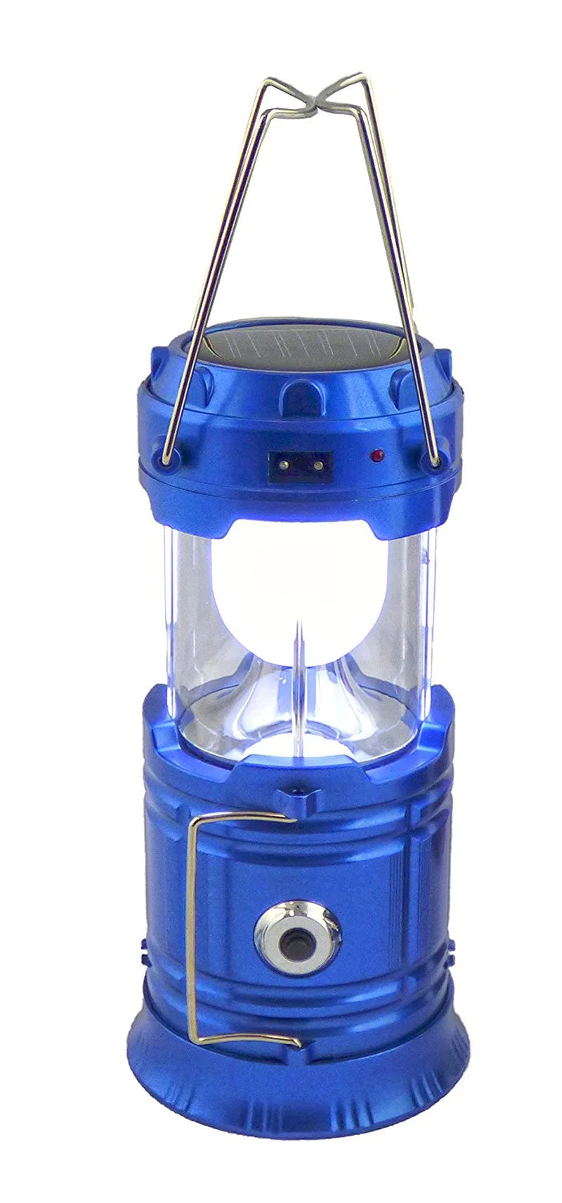 Solar Collapsible LED Lantern 3-In-1 Rechargeable, Flashlight & USB Power Bank - Portable, Bright, Eco-Friendly - Camping, Outdoor Activities, Emergencies (Blue)