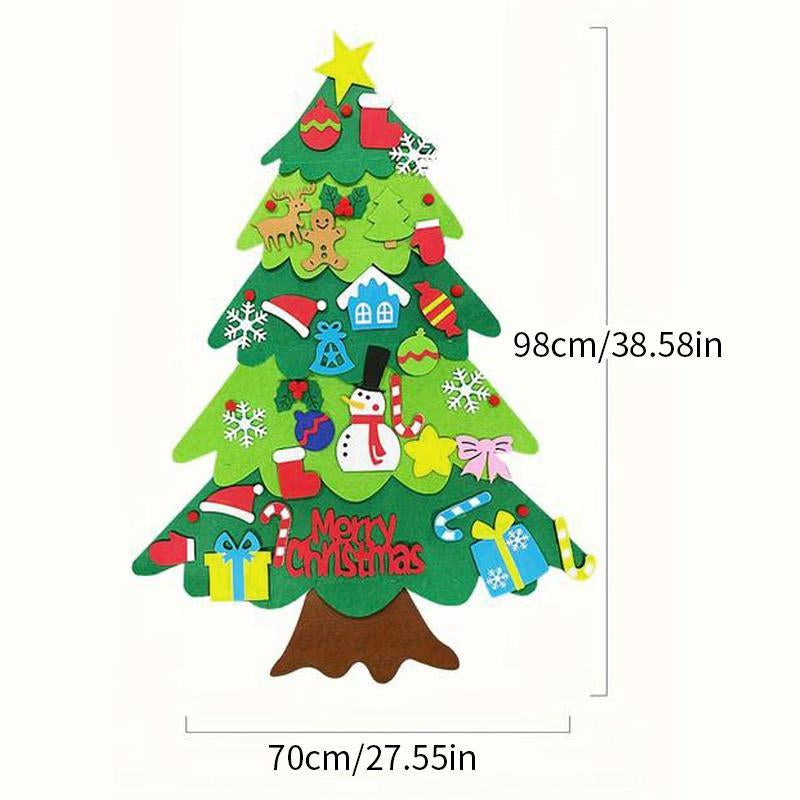 Felt Christmas Tree with Detachable Ornaments, 1 Set Hanging Xmas Tree Kit, DIY Handicrafts Festival Wall Decoration without Battery, Thanksgiving, Chrismats Gift Set