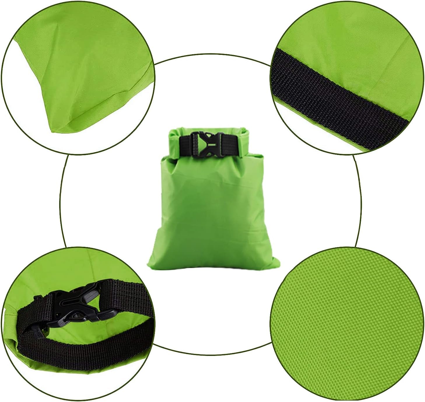 5 Pack Dry Sacks Set, Waterproof Dry Bags Lightweight Ultimate Dry Sacks for Outdoor Kayaking Camping Rafting Boating, Green (6L+4.5L+3.5L+2.5L+1.5L)