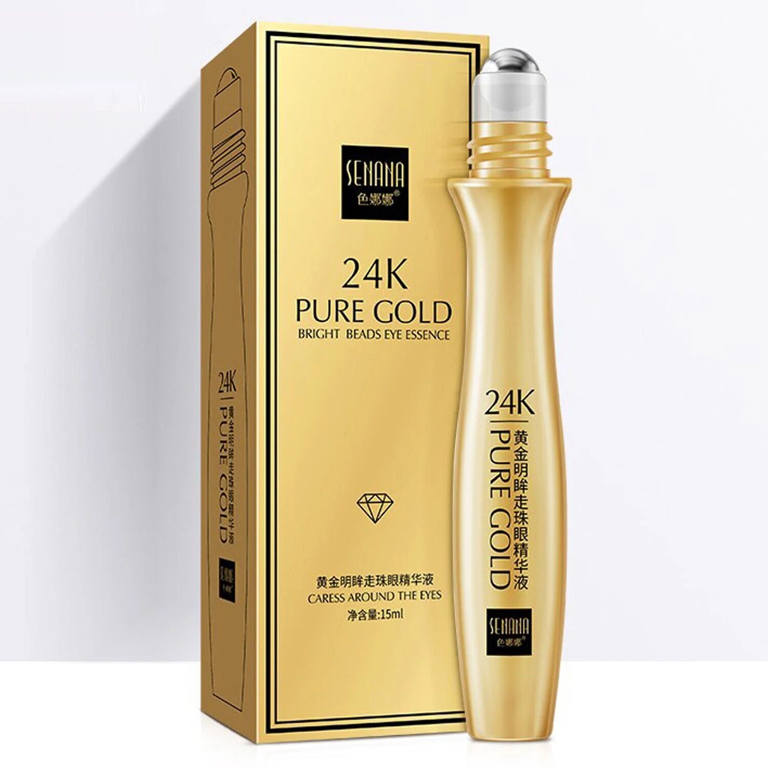 24K Gold Eye Serum Peptide Collagen Cream Roll-On Essence anti Wrinkle Puffiness