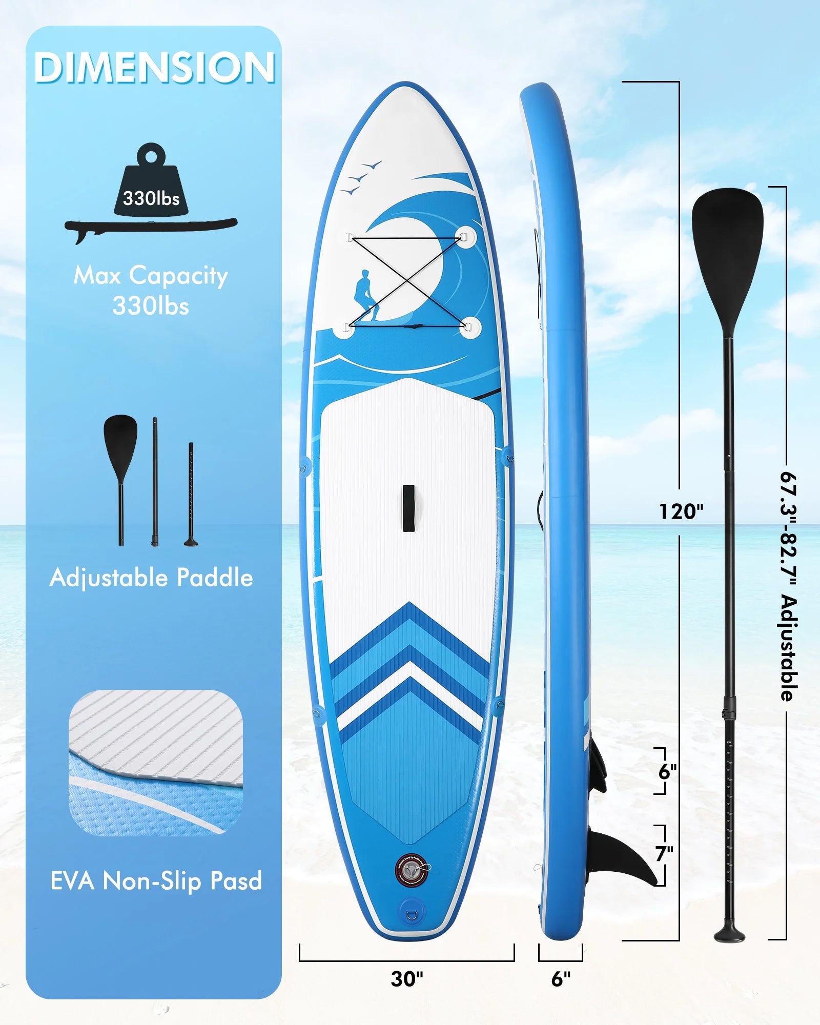 Inflatable Paddle Board Stand up Paddle Board 6 in Thick with Sup Accessories & Carry Bag & Fast Pumping for Adults & Youth