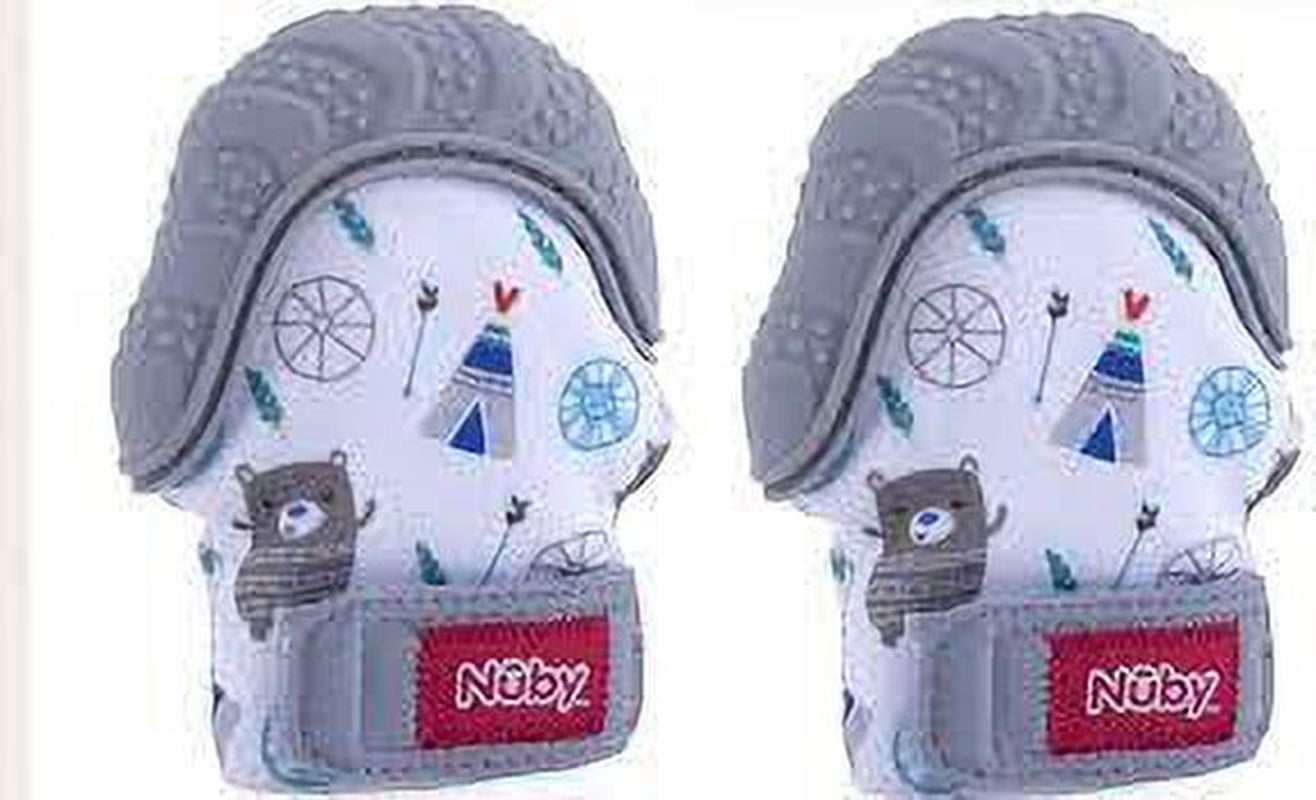 Teething Mitten with Hygienic Travel Bag, Gray Bear (2 Pack)