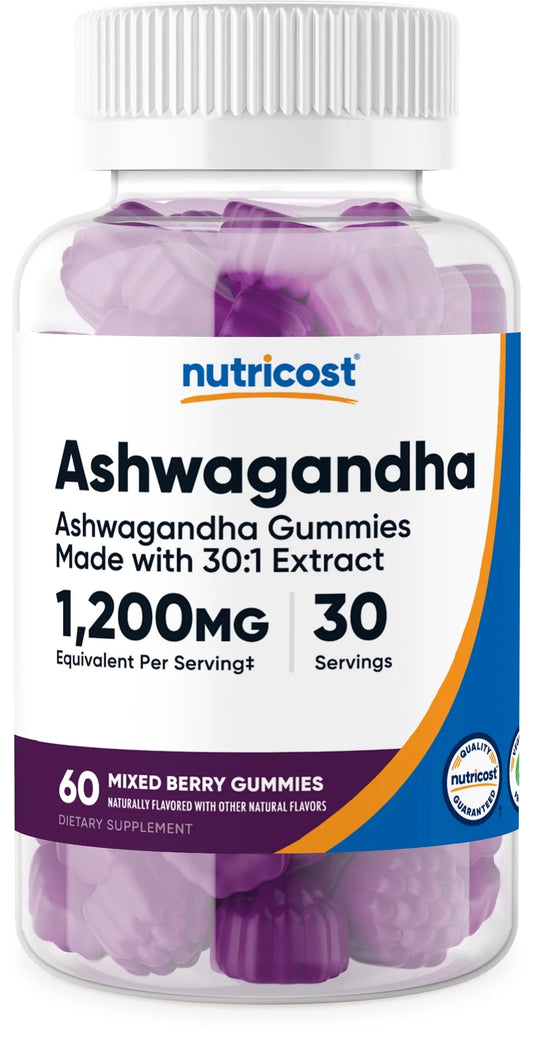 Ashwagandha Supplement Gummies 1200Mg Equivalent (Mixed Berry), 60 Gummies, 30 Servings