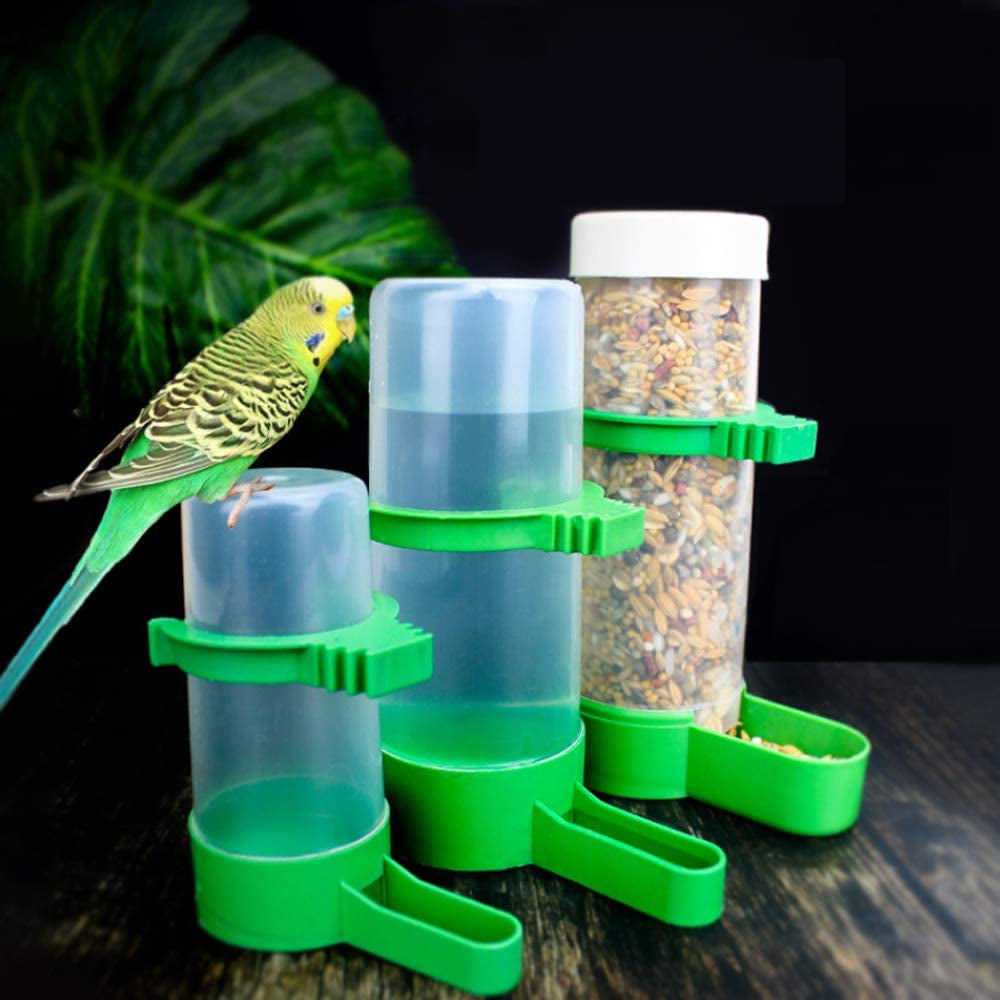 Bird Feeder, Bird Water Dispenser for Cage,  2PCS Automatic Bird Water Feeder with 1PCS Food Feeder for Cage Pet Parrot Budgie Lovebirds Cockatiel Automatic Bird Feeder (2Pcs 60Ml + 1Pcs 150Ml)