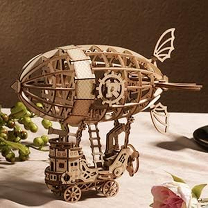 3D Puzzles for Adults,Wood Models for Adults to Build, DIY Craft Kits for Kids Ages 8+ - Airship (176 Pieces)