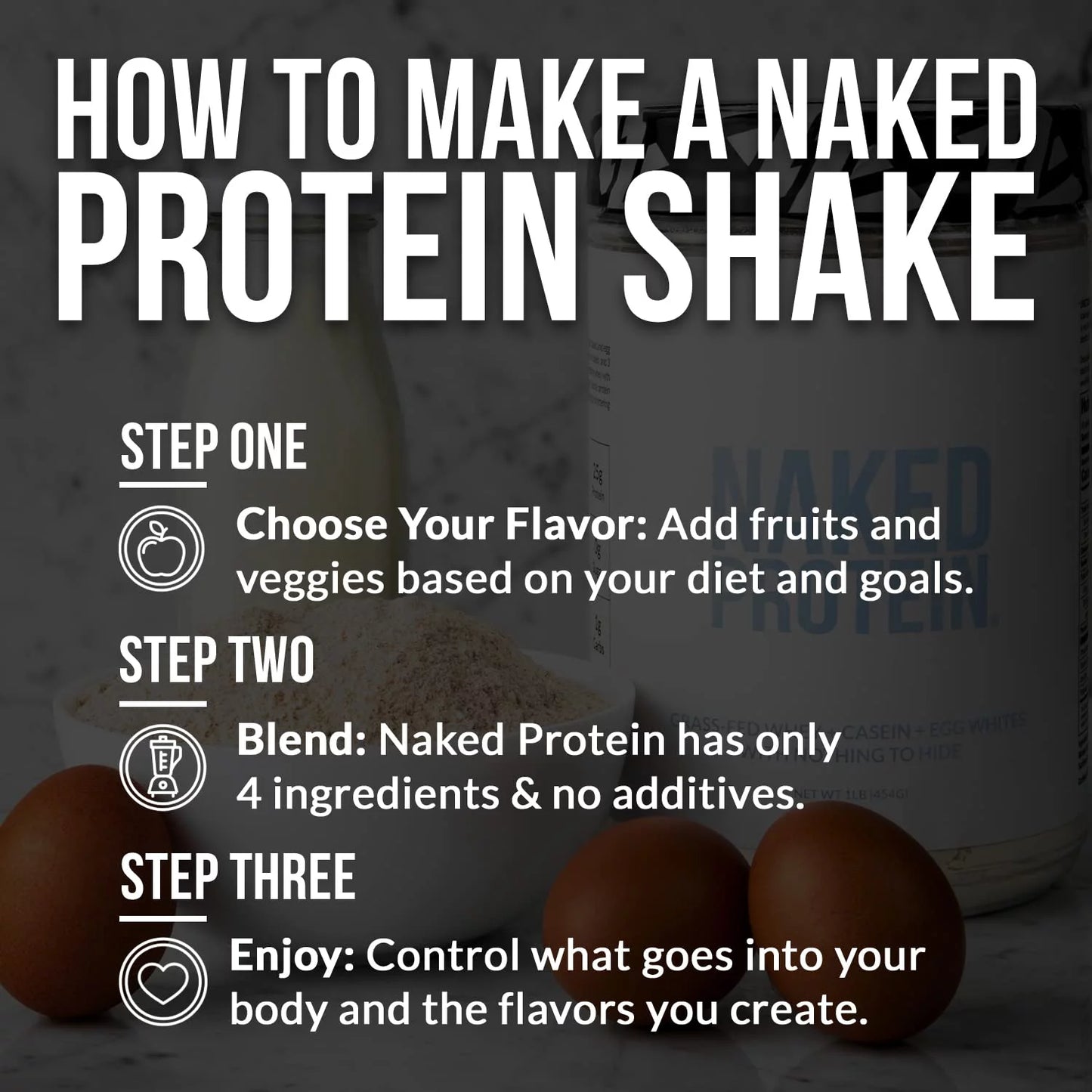 Naked Protein Powder Blend - Egg, Whey and Casein Protein Blend, Unflavored