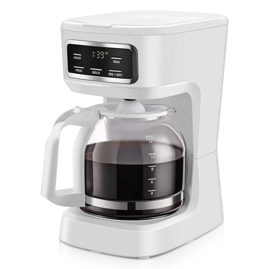 12 Cup Programmable Coffee Maker, 1.8 Liter Capacity, White