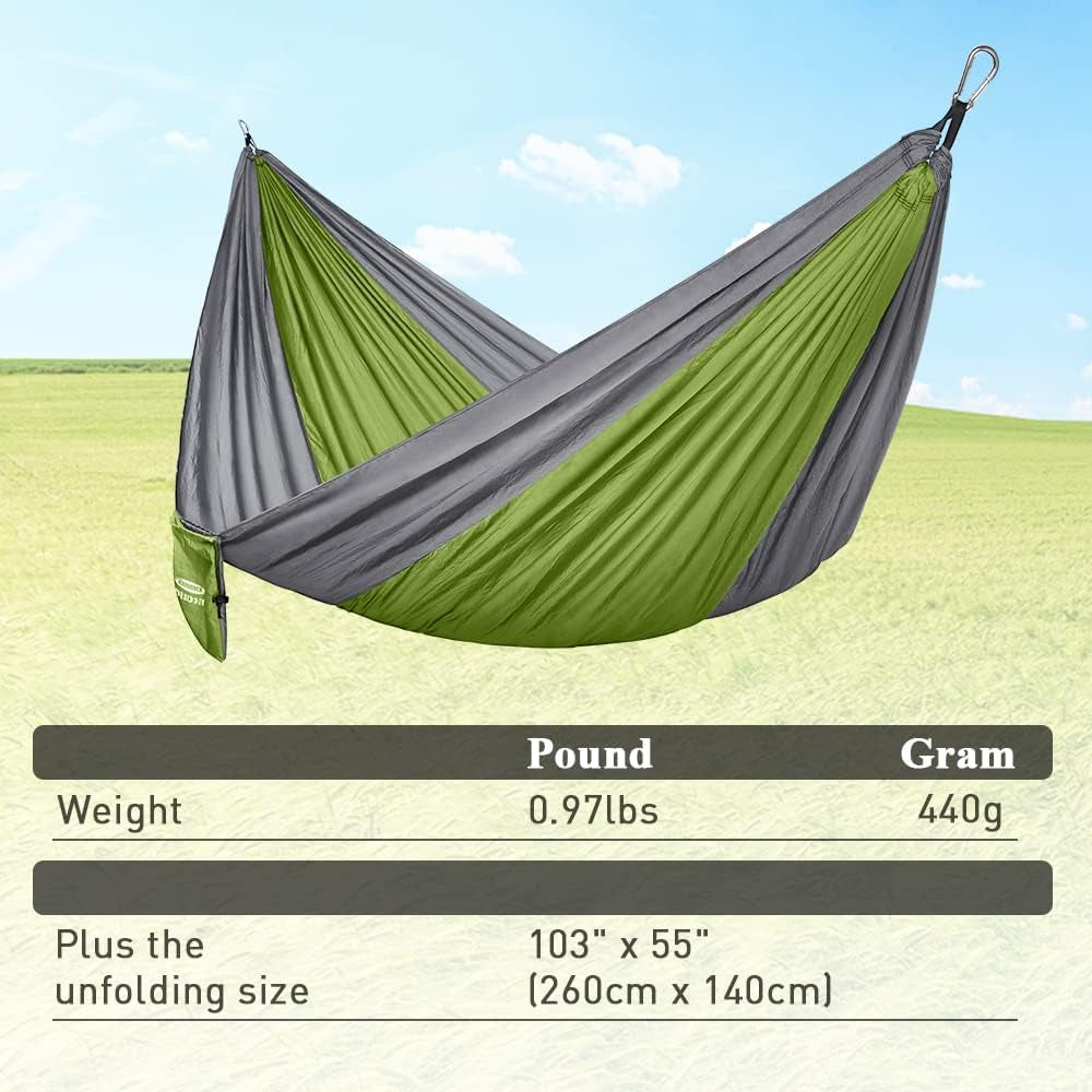 Camping Hammock 400Lbs Capacity Portable Hammock for Outside, Backyard, Travel, Backpacking, Beach