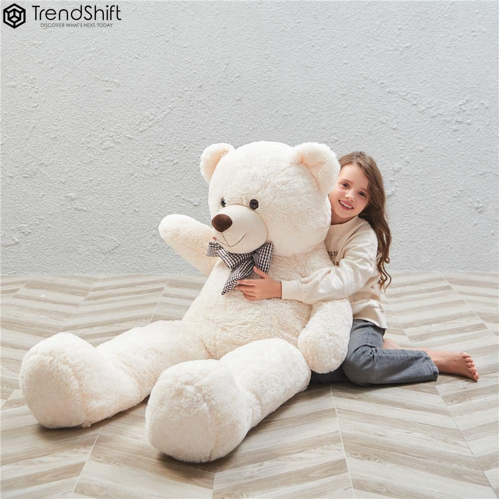 Giant Teddy Bear Stuffed Animals 5Ft, Big Teddy Bear White, Giant Bear Plush Gifts for Girlfriend Girls Christmas Valentine'S Day, 55 Inch