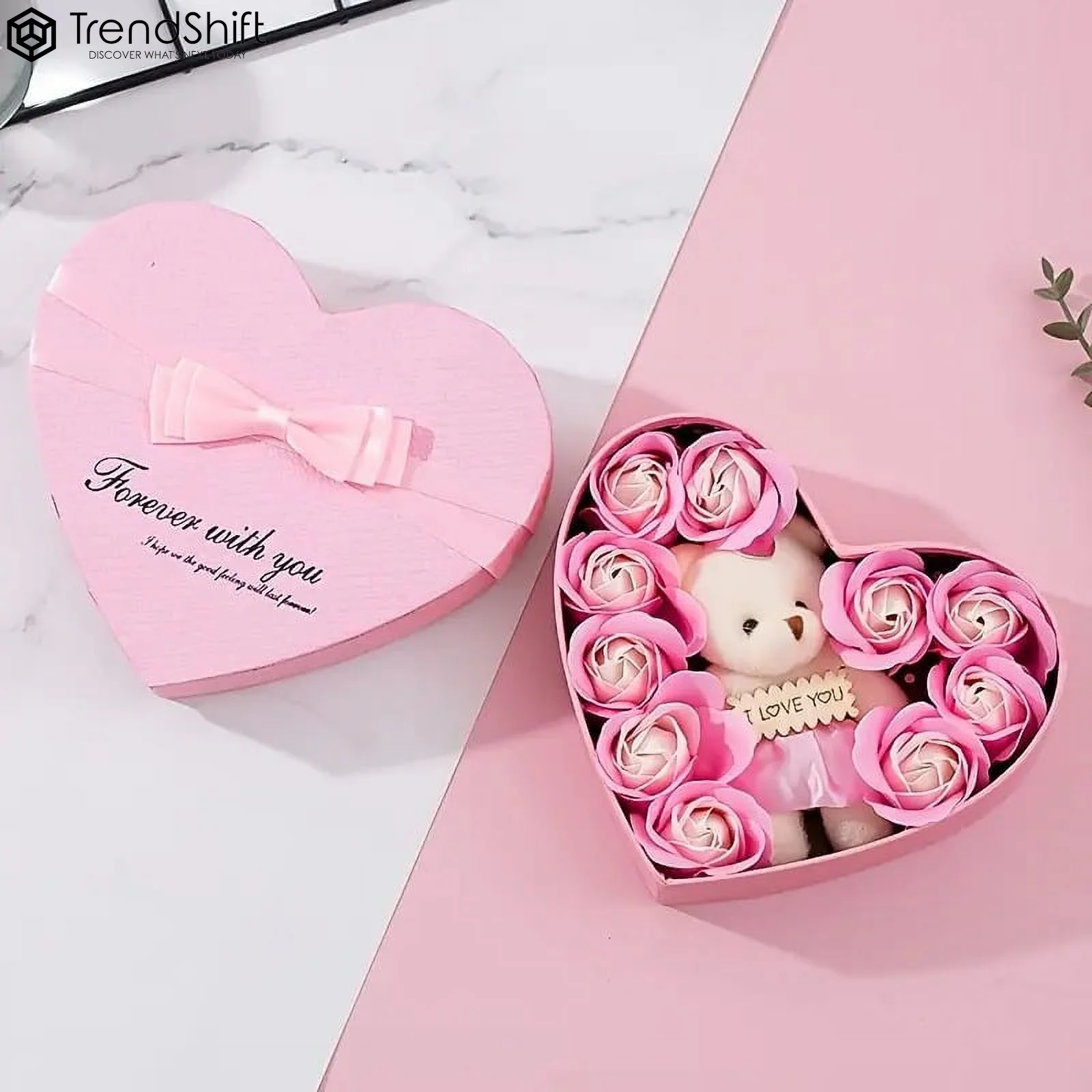 Mother'S Day Heart-Shaped Pink Rose Flower and Teddy Bear Gift Box: the Perfect Gift for Christmas, Valentine'S Day, Weddings, Anniversary, Birthday or Proposal