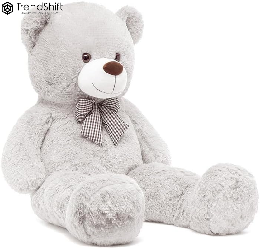 Giant Teddy Bear Stuffed Animals 5Ft, Big Teddy Bear White, Giant Bear Plush Gifts for Girlfriend Girls Christmas Valentine'S Day, 55 Inch