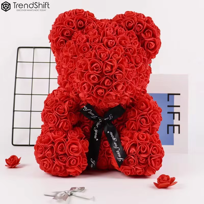 40/25Cm Rose Teddy Bear with Box Artificial PE Flower Bear Rose Valentine'S Day for Girlfriend Women Wife Mother'S Day Gifts