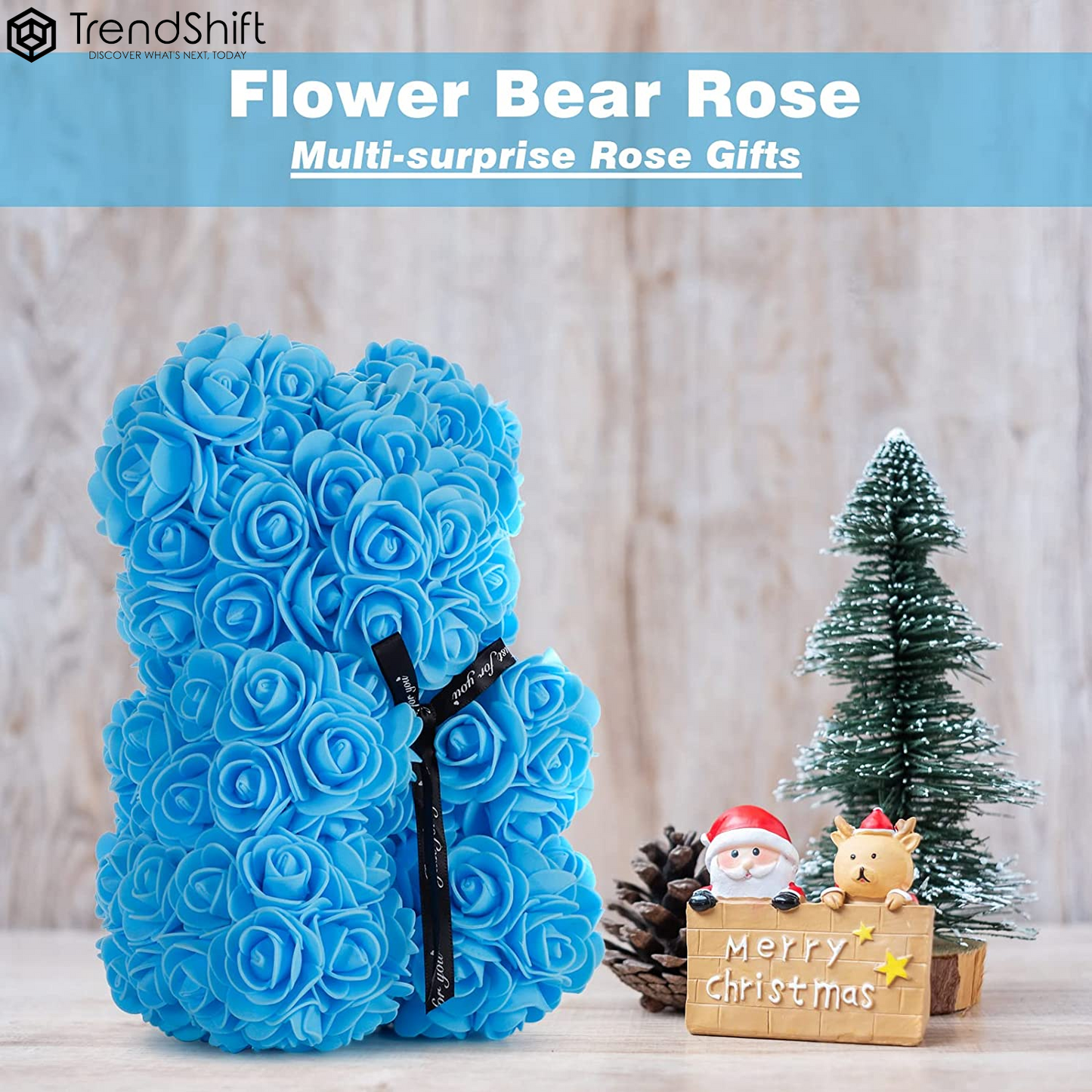 Teddy Bear for Her Christmas Decorations Handmade Rose Bear Rose Gifts Rose Eternal Gifts Happy Birthday Gifts for Women Mother'S Day Wife Ladies Wedding Valentine'S Day Home Decor