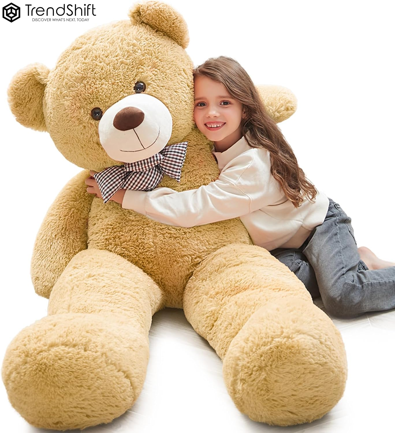 Giant Teddy Bear Stuffed Animals 5Ft, Big Teddy Bear White, Giant Bear Plush Gifts for Girlfriend Girls Christmas Valentine'S Day, 55 Inch